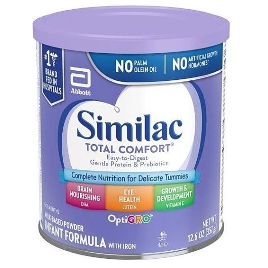 Similac Total Comfort Easy to Digest Milk-Based Powder Infant Formula Can With Iron, 6 x 12.6 oz Case - Baby Food