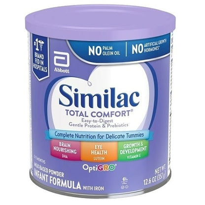 Similac Total Comfort Easy to Digest Milk-Based Powder Infant Formula Can With Iron, 6 x 12.6 oz Case - Baby Food