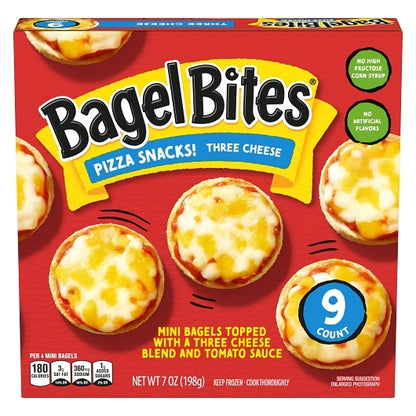 Bagel Bites Three Cheese Pizza Snacks, 8 x 7 oz Case - Frozen Snacks & Appetizers