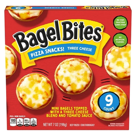 Bagel Bites Three Cheese Pizza Snacks, 8 x 7 oz Case - Frozen Snacks & Appetizers