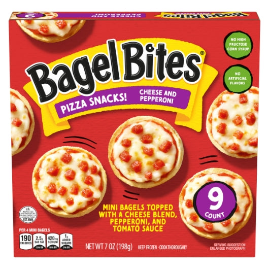 Bagel Bites PEPPERONI & CHEESE Pizza Snacks, 8 x 198 GR Case - Frozen Snacks & Appetizers