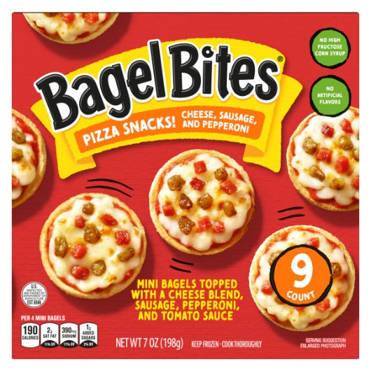 Bagel Bites Frozen Pizza & Appetizers Cheese Sausage Pepperoni 7oz (PACK OF 8) - DOT product image 2