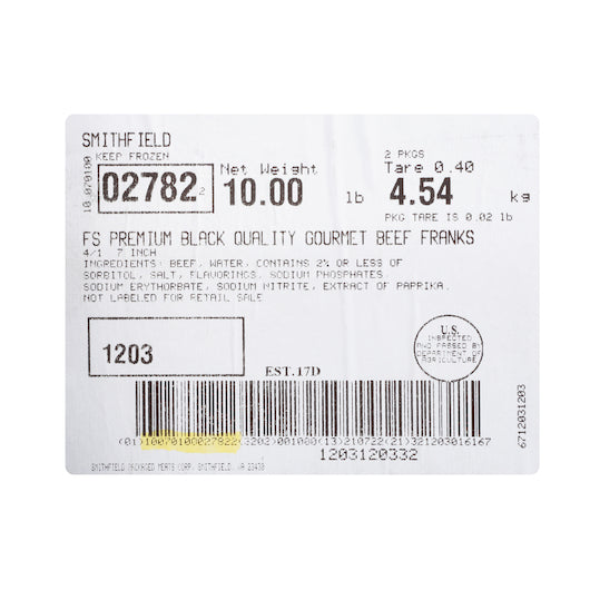 Gourmet All Beef John Morrell 4:1 All Beef Gourmet Roller Grill Ready Frank, 2 x 5 lb Case - DOT product image 8