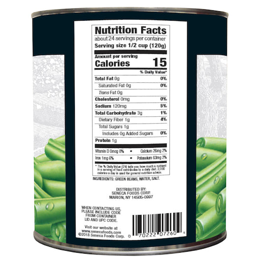 Hart 4 Sieve Cut Green Beans, 6 x 101 oz Case - DOT product image 2
