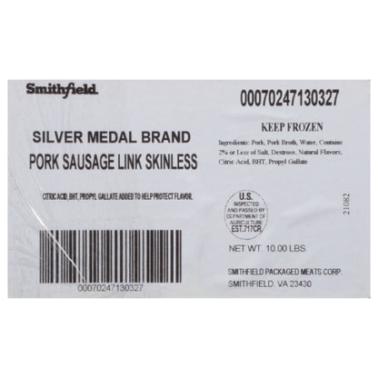 Smithfield Farmland Skinless Silver Medal Sausage Link, 1 x 10.71 lb Case - DOT product image 8