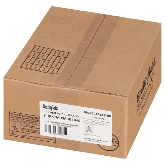 Farmland Silver Medal Farmland 58% Lean 2 Ounce Sausage Link, 1 x 10 lb Case - Frozen Meat & Seafood