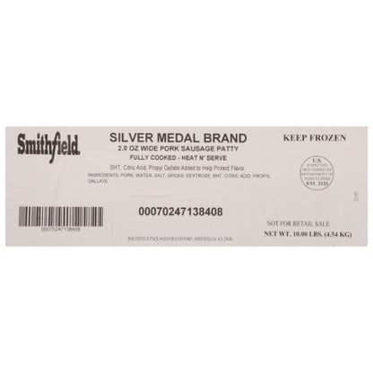 Farmland Silver Medal Farmland Fully Cooked Silver Medal Wide Sausage Patty, 1 x 10.88 lb Case - DOT product image 8