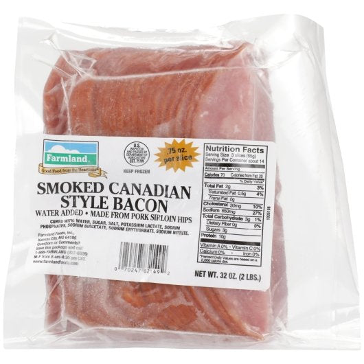 Smithfield Farmland Canadian Smoked Sliced Bacon, 6 x 2 lb Case - DOT product image 3