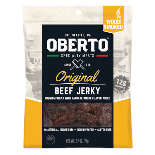 Oberto Original Beef Jerky, 8 x 2.7 oz Case - Meat Snacks