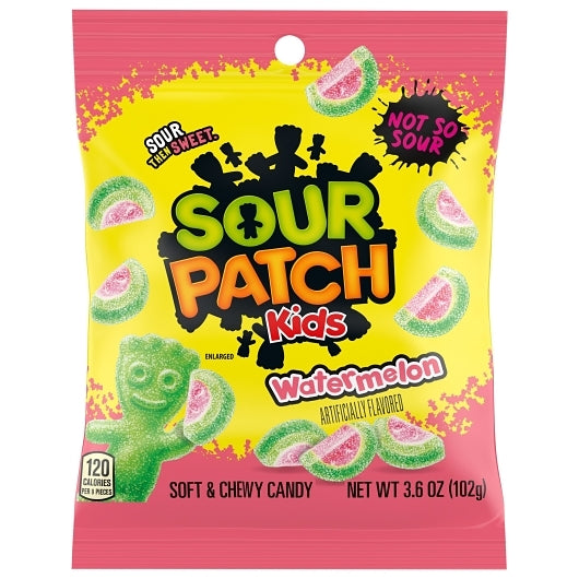 Sour Patch Kids Watermelon Candy Peg Bag, 12 x 3.6 oz Case - Candy & Confections
