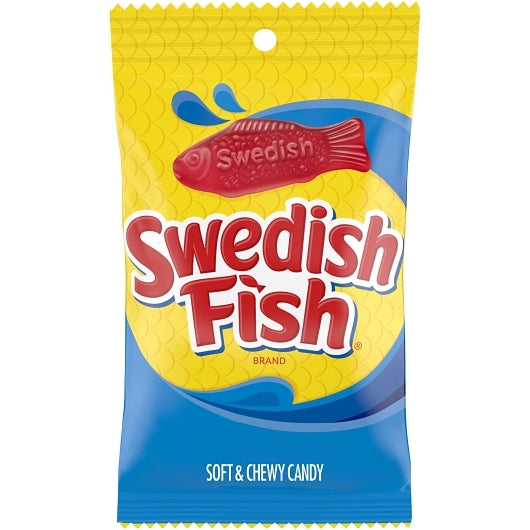 Swedish Fish Red Gummy Candy Peg Bag, 12 x 8 oz Case - Candy & Confections
