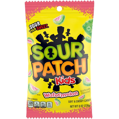 Sour Patch Kids Watermelon Candy Gummy Candy Peg Bag, 12 x 8 oz Case - Candy & Confections