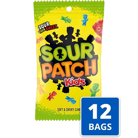 Sour Patch Kids Fat Free Soft Candy Peg Bag, 12 x 8 oz Case - Candy & Confections
