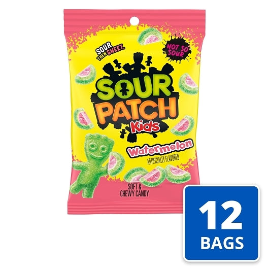 Sour Patch Kids Watermelon Candy Gummy Candy Peg Bag, 12 x 8 oz Case - Candy & Confections