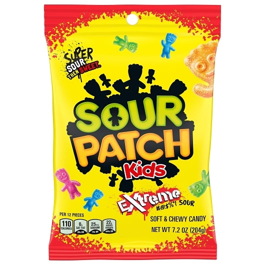 Sour Patch Extreme Sour Soft Candy Gummy Candy Peg Bag, 12 x 7.2 oz Case - DOT product image 2