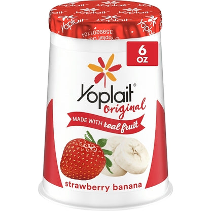 Yoplait Original Strawberry Banana Yogurt, 12 x 6 oz Case - Cheese & Dairy