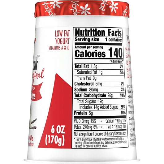 Yoplait Original French Vanilla Yogurt, 12 x 6 oz Case - DOT product image 8