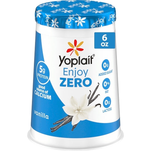 Yoplait Enjoy Zero Very Vanilla Yogurt, 12 x 6 oz Case - Cheese & Dairy