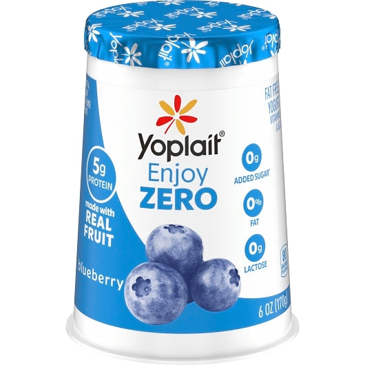 Yoplait Enjoy Zero Blueberry Yogurt, 12 x 6 oz Case - Cheese & Dairy