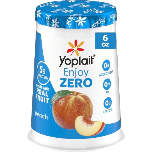 Yoplait Enjoy Zero Harvest Peach Yogurt, 12 x 6 oz Case - Cheese & Dairy
