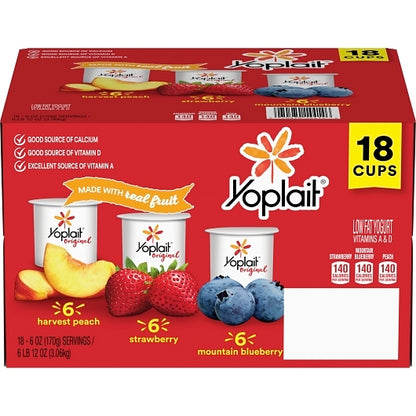 Yoplait Variety Pack 6 Strawberry, 6 Mixed Berry and 6 Blueberry Yogurt, 1 x 18 ct Case - DOT product image 5