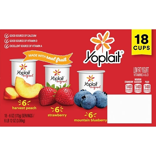 Yoplait Variety Pack 6 Strawberry, 6 Mixed Berry and 6 Blueberry Yogurt, 1 x 18 ct Case - DOT product image 8