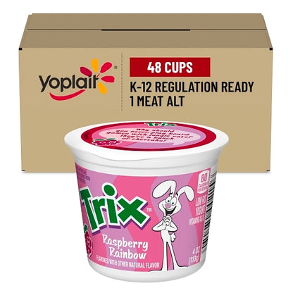 Yoplait Trix Low-Fat Raspberry Rainbow Yogurt, 48 x 4 oz Case - Cheese & Dairy