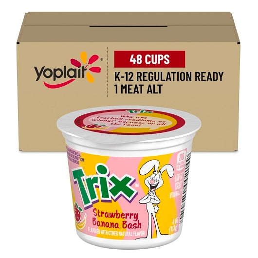 Yoplait Trix Low-Fat Strawberry Banana Bash Yogurt, 48 x 4 oz Case - Cheese & Dairy