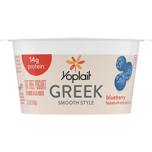 Yoplait Fat-Free Greek Blended Blueberry Yogurt, 12 x 5.3 oz Case - Cheese & Dairy
