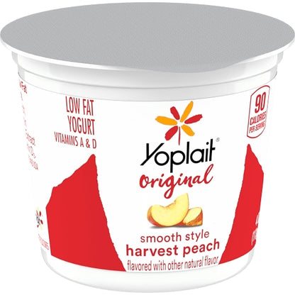 Yoplait Low Fat Variety Pack 24 Red Raspberry and 24 Harvest Peach Yogurt, 1 x 48 ct Case - DOT product image 8