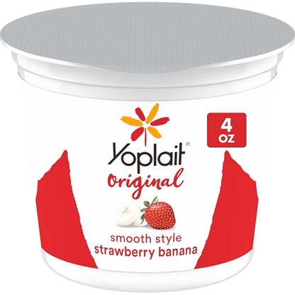 Yoplait Original Strawberry & Strawberry Banana Yogurt Cup with Real Fruit, 1 x 48 ct Case - Cheese & Dairy