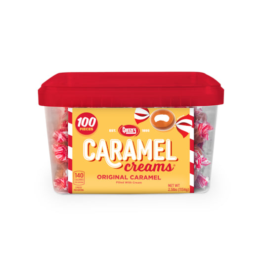 Goetze Candy Caramel Creams Square Tub 100 pieces, 6 x 100 ct Case - Candy & Confections