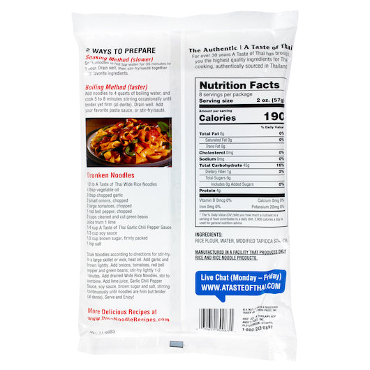 A Taste Of Thai Noodles 10Mm Wide Rice, 6 x 1 lb Case - Rice & Grains