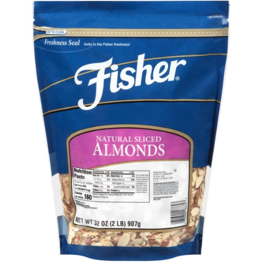 Fisher Natural Sliced Almonds, 3 x 32 oz Case - Nuts & Seeds