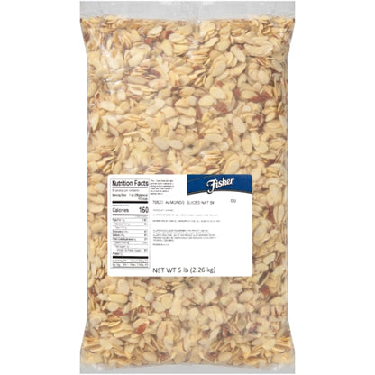 Fisher Sliced Natural Almonds, 1 x 5 lb Case - Nuts & Seeds