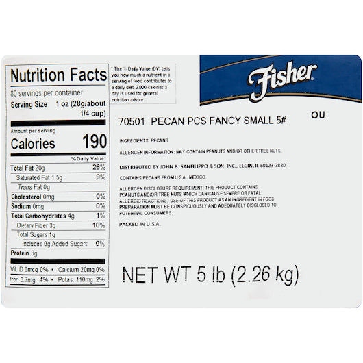 Fisher Small Fancy Pecan Pieces, 1 x 5 lb Case - DOT product image 6