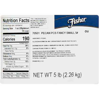 Fisher Small Fancy Pecan Pieces, 1 x 5 lb Case - DOT product image 6