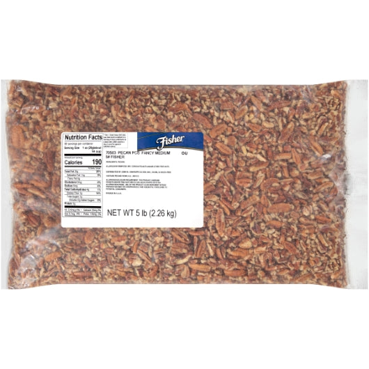 Fisher Medium Fancy Pecan Pieces, 1 x 5 lb Case - Nuts & Seeds