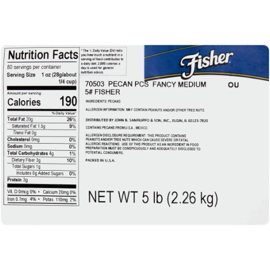 Fisher Medium Fancy Pecan Pieces, 1 x 5 lb Case - DOT product image 7