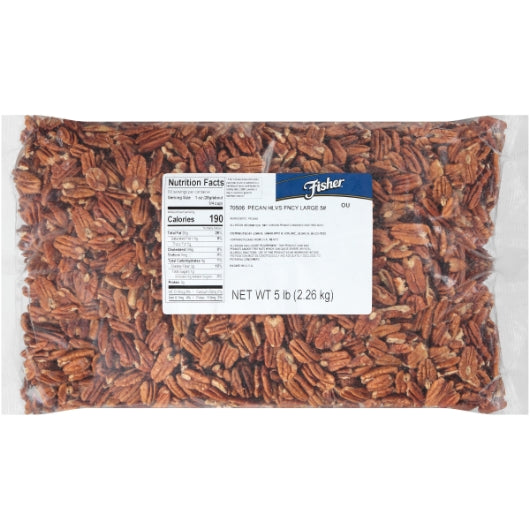 Fisher Fancy Large Pecan Halves, 1 x 5 lb Case - Nuts & Seeds