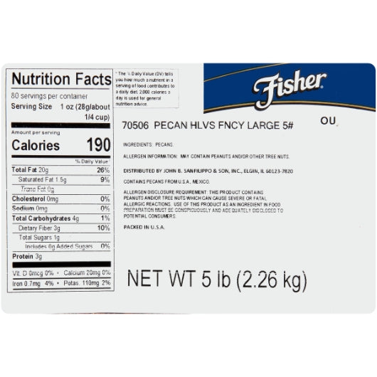Fisher Fancy Large Pecan Halves, 1 x 5 lb Case - DOT product image 6