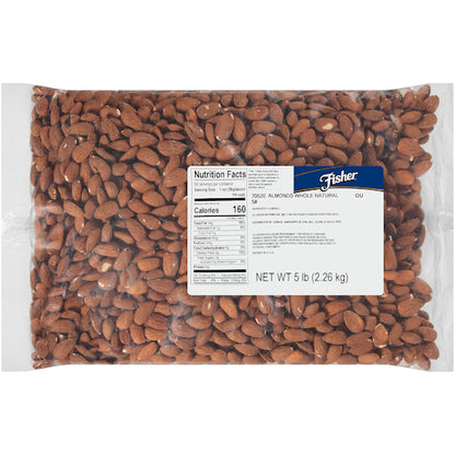 Fisher Whole Almond Natural, 1 x 5 lb Case - Nuts & Seeds