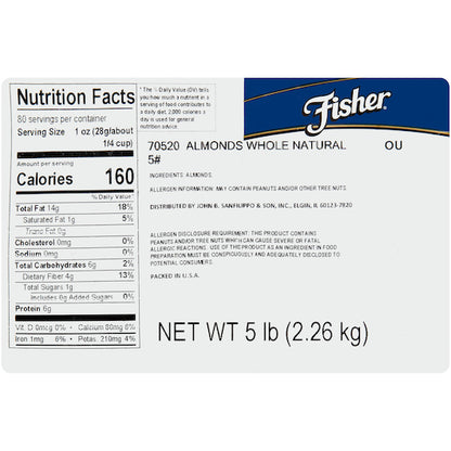Fisher Whole Almond Natural, 1 x 5 lb Case - DOT product image 7