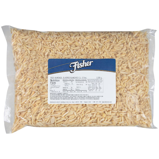 Fisher Blanched Slivered Almonds, 1 x 5 lb Case - Nuts & Seeds