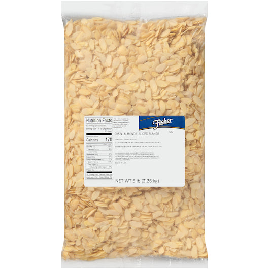 Fisher Blanched Sliced Almonds, 1 x 5 lb Case - Nuts & Seeds