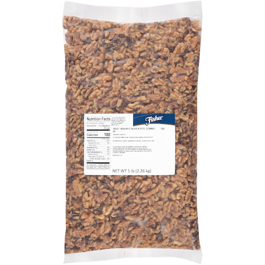 Fisher Walnut Halves & Pieces Combo, 1 x 5 lb Case - Nuts & Seeds