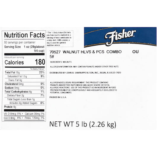 Fisher Walnut Halves & Pieces Combo, 1 x 5 lb Case - DOT product image 6