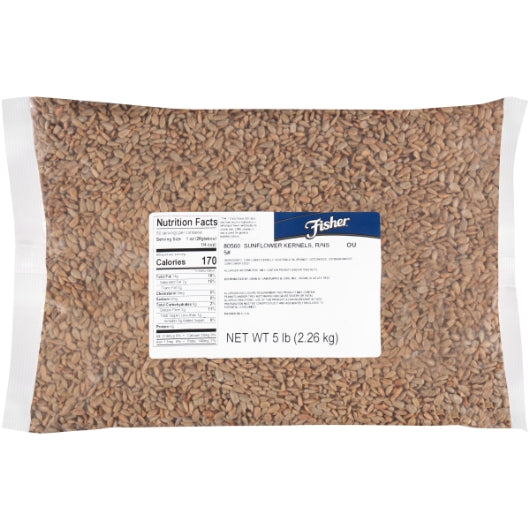 Fisher Roasted No Salt Sunflower Kernels, 1 x 5 lb Case - Pantry Ingredients