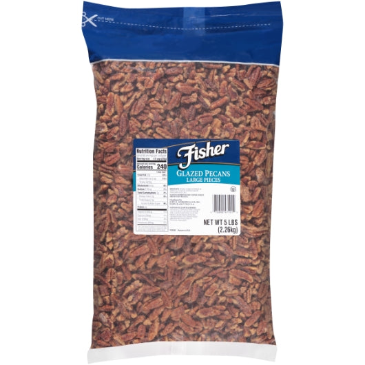 Fisher Pecan Pieces Large Glazed, 1 x 5 lb Case - Nuts & Seeds