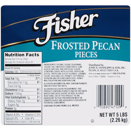 Fisher Frosted Pecan Pieces, 1 x 5 lb Case - Nuts & Seeds